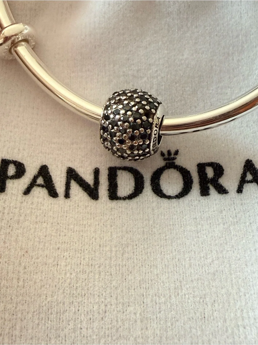 Pandora Silver Pavé Charm in Black and Silver